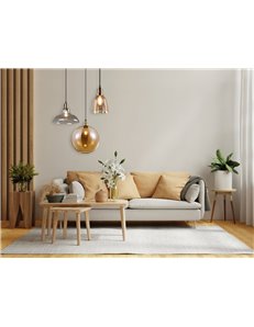 Aldo sospensione vetro campana ambra montatura ottone anticato d. 28cm Moderno LED 2
