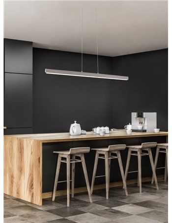 Belfast sospensione anche retro-illuminata con diffusore a bi-emissione acciaio satinata l. 115,5cm Moderno LED