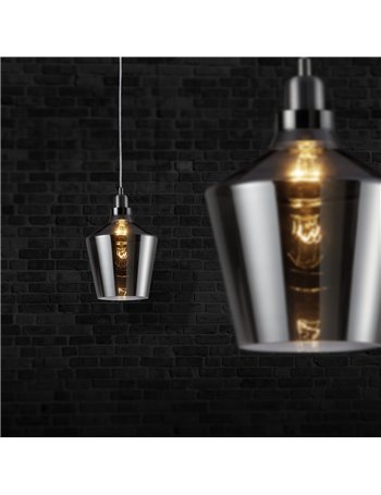 Calais sospensione legno vetro smoked cm 20 Vintage E27