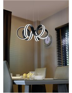 Carrera sospensione led metallo nero tiranti regolabili con variazione intensita' con interruttore a parete d. 55cm Moderno LED