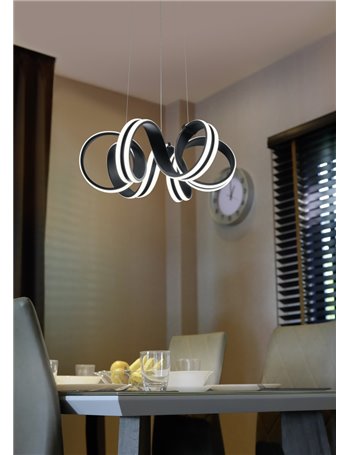 Carrera sospensione led metallo nero tiranti regolabili con variazione intensita' con interruttore a parete d. 55cm Moderno LED