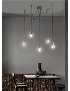 Cord sospensione ragno fili regolabili rame antico max h. 200 per singolo cavo  Vintage E27