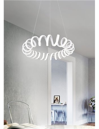 Curl sospensione spirale infinito bianca d. 55cm Moderno LED