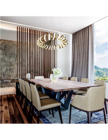 Curl sospensione spirale infinito foglia oro antico d. 55cm Moderno LED