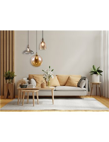 Dino sospensione vetro sfera ambra montatura ottone anticato d. 30cm Moderno LED