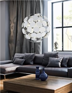 Discalgo sospensione sfera tondi metallo bianco opaco argento d. 54cm Stile giovane E14