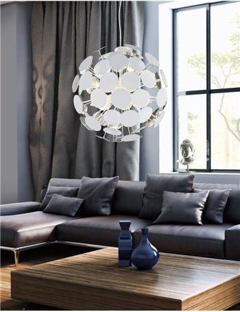 Discalgo sospensione sfera tondi metallo bianco opaco argento d. 54cm Stile giovane E14