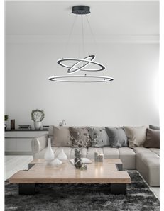 Durban sospensione led triplo anello antracite intensita' regolabile a scatto d. 80cm Moderno LED