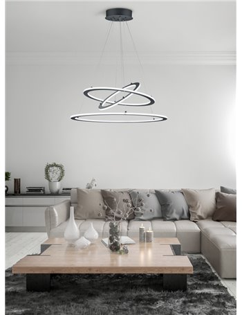 Durban sospensione led triplo anello antracite intensita' regolabile a scatto d. 80cm Moderno LED