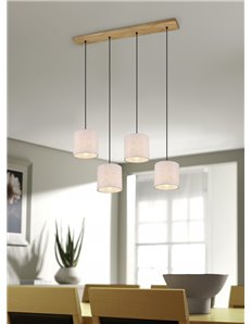 Elmau sospensione legno con 4 paralumi sabbia l. 100cm Moderno LED