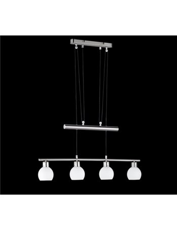 Freddy sospensione saliscenti led 4 vetri satinato Cm78 Moderno LED