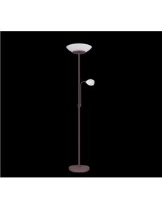 Gerry piantana con lampada da lettura metallo ruggine con diffusori vetro bianco h. 180cm Moderno E27+E14