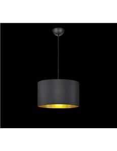 Hostel sospensione paralume tessuto nero interno oro d.40cm Moderno E27 2