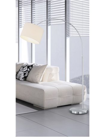 Hotel lampada da terra arco con paralume bianco h 215   Stile giovane E27
