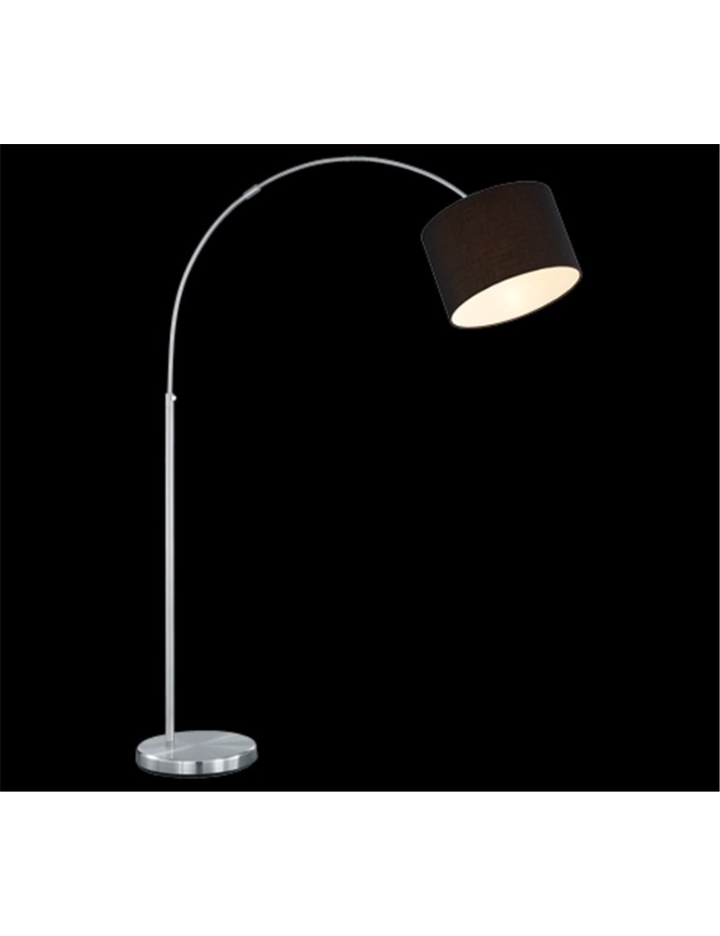 Hotel lampada da terra arco con paralume nero h 215 Trio lighting Stile  giovane Nickel opaco Metallo E27