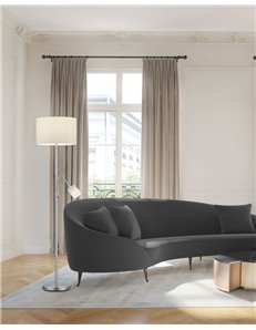 Hotel piantana acciaio con lampada da lettura paralumi bianchi con accensioni separate h. 170cm Moderno E27+E14
