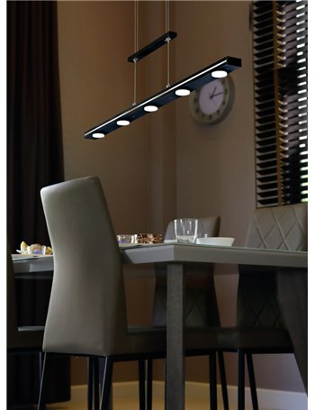 Lacal sospensione led nera allungabile intesita' dimmerabile a scatto luce calda e fredda a bi-emissione l. 100cm Moderno LED