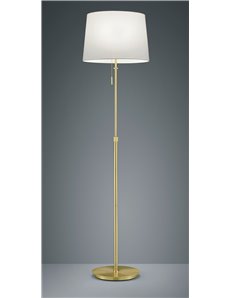 Lyon piantana ottone satinato con paralume bianco regolabile in altezza e con 3 lampadine ad accensione separata h. 140-180cm, d