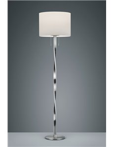Nandor piantana con paralume bianco e asta elicoidale illuminata led acciaio satinato con interruttori separati h.162cm Moderno