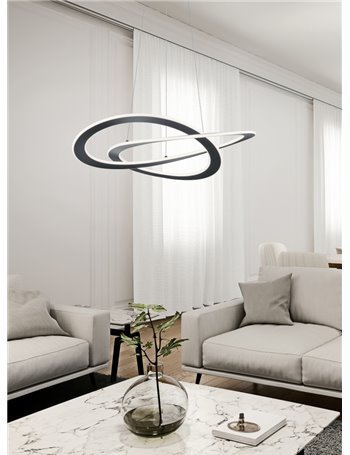 Oakland sospensione led antracite dimmerabile con interruttore a parete d. 70cm Moderno LED