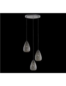 Onyx sospensione 3 diffusori metallo nero interno oro taglio laser a rombo d.35cm Moderno E27 2