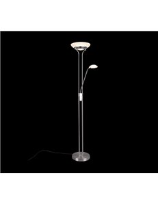 Orson piantana acciaio satinato led con lampada da lettura con funzione dimmer ed accensioni separate h. 180cm  Moderno LED 2