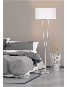 Paris piantana acciaio satinato con paralume ed interruttore h. 160cm  Moderno E27