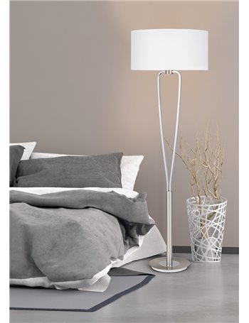 Paris piantana acciaio satinato con paralume ed interruttore h. 160cm  Moderno E27
