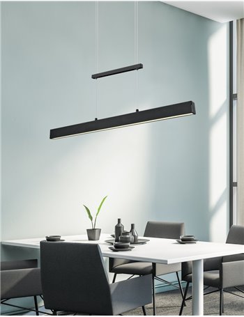 Paros sospensione led nera bi-emissione con regolazione altezza ed intensita' con interruttore l. 90cm Moderno LED
