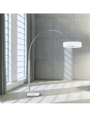 Perez lampada da terra arco cromato diffusore bianco h.205 Moderno E27