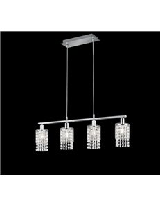 Posh sospensione 4 vetri trasparenti con pendagli l. 80cm Moderno E14 2