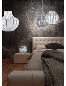 Pumkin sospensione listelli metacrilato trasparenti e bianco 3 possibilita' di forme d. 30cm Moderno E27 2