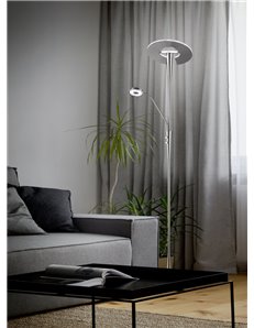 Quebec piantana led con luce lettura acciaio orientabile Luce fredda calda h. 180 Moderno LED