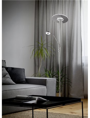 Quebec piantana led con luce lettura acciaio orientabile Luce fredda calda h. 180 Moderno LED