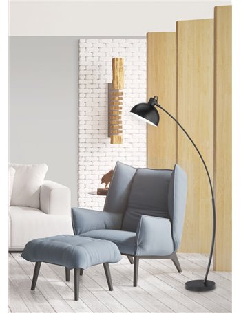 Recife piantana arco nera diffusore in metallo h.150 Moderno E27