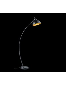 Recife piantana arco nera diffusore metallo nero interno oro h.150 Moderno E27