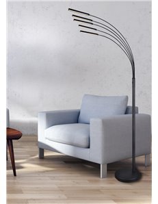 Reed piantana led antracite ad arco 5 diffusori orientabili e intensita' luminosa regolabile h. 180cm Moderno LED