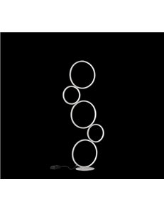 Rondo piantana led 5 cerchi metallo bianco opaco con varialuce h. 115cm Moderno LED