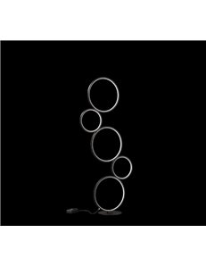 Rondo piantana led 5 cerchi metallo nero opaco con varialuce h. 115cm Moderno LED