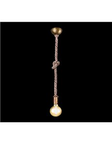 Rope sospensione corda annodata e metallo ottone anticato Vintage E27