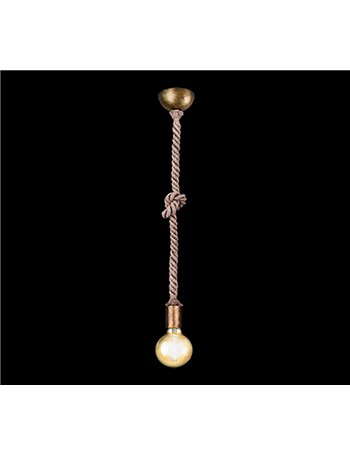 Rope sospensione corda annodata e metallo ottone anticato Vintage E27
