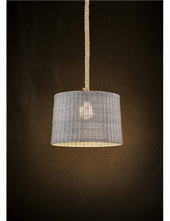 Rotin sospensione paralume rattan grigio corda juta e metallo grigio antico d. 36 Autentico E27