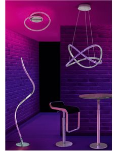 Rubin piantana led alluminio satinato effetto cristallo con telecomando luce bianca dimmerabile rgb  h.116cm Moderno LED