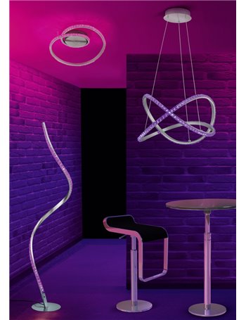 Rubin piantana led alluminio satinato effetto cristallo con telecomando luce bianca dimmerabile rgb  h.116cm Moderno LED