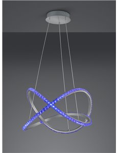 Rubin sospensione led alluminio satinato effetto cristallo con telecomando luce bianca dimmerabile  rgb luce notturna d.50cm Mod 2