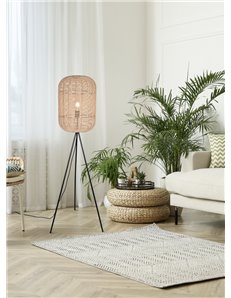 Runa piantana diffusore grande metallo nero e corda d.35cm h. 150cm Moderno LED