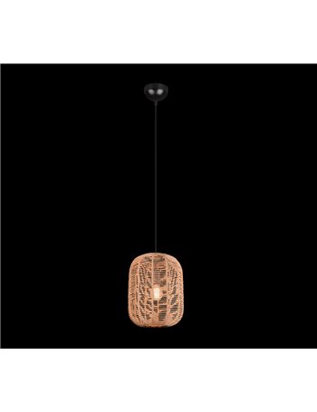 Runa sospensione metallo nero e corda d.25cm Moderno LED