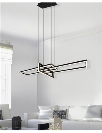 Salinas sospensione led triplo rettangolo nera con regolazione intensita' con interruttore l. 110cm Moderno Led