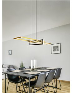 Salinas sospensione led triplo rettangolo oro nera con regolazione intensita' con interruttore l. 110cm Moderno Led