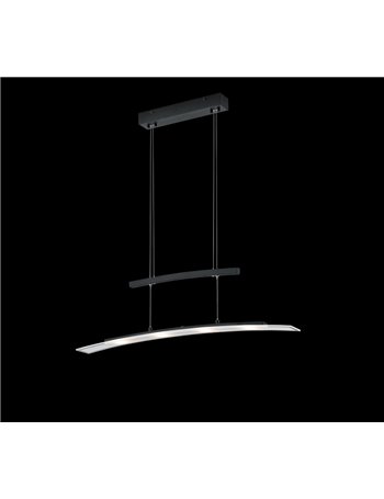 Samos sospensione led nero opaco con accensione e regolazione intensita' luminosa e luce da calda a fredda touch l. 80cm Moderno